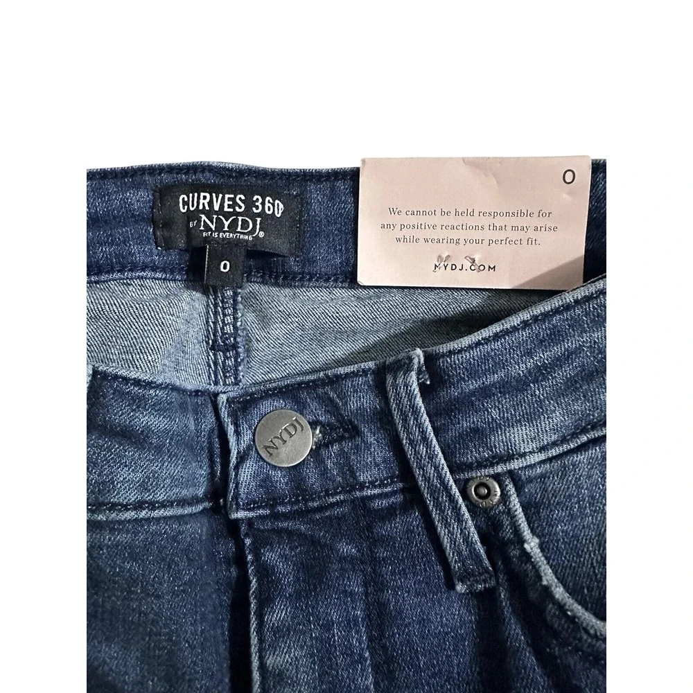 NYDJ Womens Curves 360 Slim Straight Crop Side Slits Jeans Caliente Blue Size 0 - Picture 4 of 6